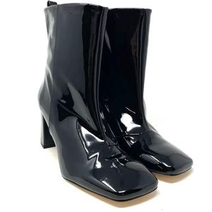 Good American Black Patent Leather
Boots Size 7 Square Toe GA165P-X.  New in box